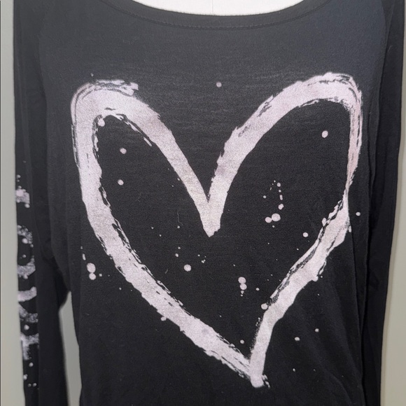 Black Heart Print Women's Tunic Top - Picture 2 of 6